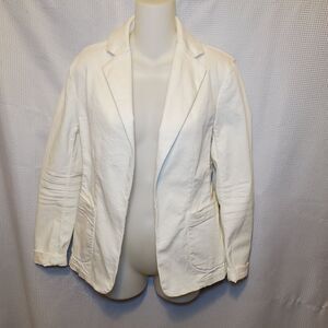 Frank & Eileen Dublin Blazer Jacket Womens XXS White Cotton Stretch Open